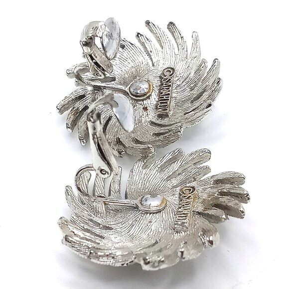 Vintage Sarah Coventry Silver-Tone Swirl Clip-On Earrings With Faux Pearl Center - Picture 5 of 8